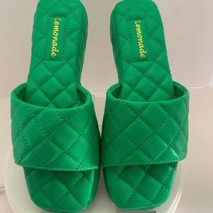 Green Quilted Slides